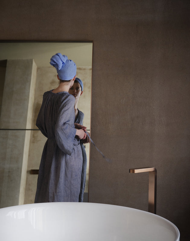 SKUNAかや織ヘアタオル（hazy blue）